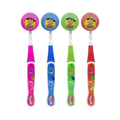 Escova de Dentes Infantil - Play Doh com Capa Protetora de Cerdas, Cabo Anatômico - Green
