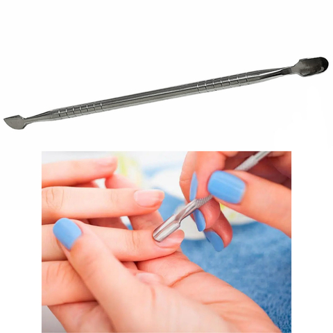 Espátula Podólogo Dupla para Unhas Cutícula Pé Mão em Aço Inox - WL