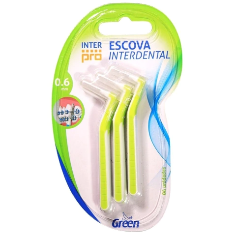 Escova Interdental InterPro Embalagem C/6 Unidades - Para Limpeza de Aparelho Ortodôntico - Green
