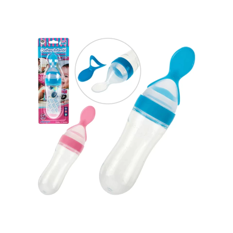 Colher Dosadora Em Silicone Bebê C/ Tampa Protetora P/ Papinha 90ml - ArtBaby