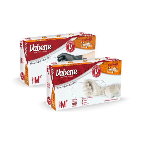 Luva Plástica Descartável s/ Pó Tamanhos P M G GG 100 unidades - Vabene ViniFlex