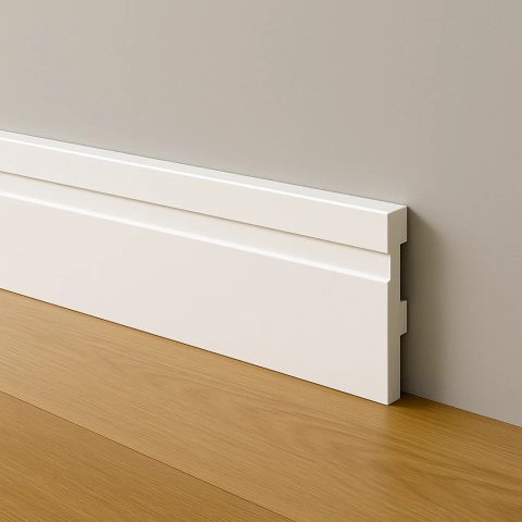 Rodapé Poliestireno 10cm Frisado Branco 2m RM Decor - comprar online