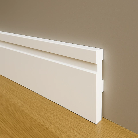 Rodapé Poliestireno 10cm Frisado Branco 1m RM Decor - comprar online