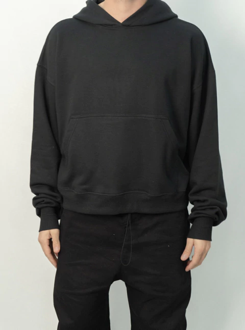 HOODIE BOXY FIT RUSTICO NEGRO