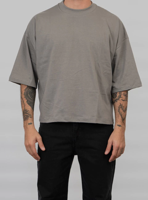 REMERA BOXY FIT GRIS CEMENTO