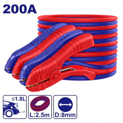 Cable carga bateria 200A cable 8mm x 2,5 mt SUPER *EMTOP*