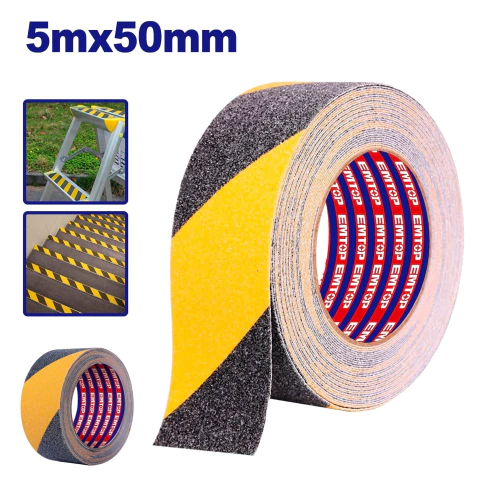 Cinta Antideslizante Y Señalamiento Amarillo-Negro 50Mm X 5Mt *EMTOP*