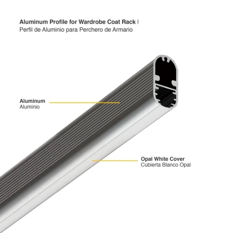 PERFIL DE ALUMINIO LED 2 MTS BARRAL DE PERCHERO ARMARIO *D+LED*