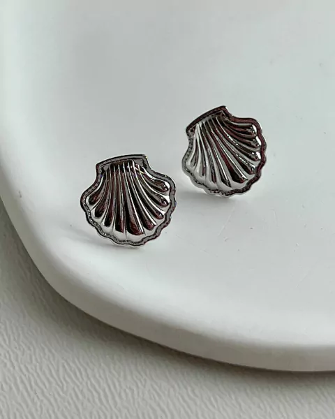 Brinco Concha Ródio Branco