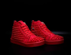 Christian Louboutin Red High Spikes Nobuck Sku.012 - comprar online