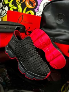 (PREVENTA) Christian Louboutin Calcetín Spike Negro Rojo Sku.078 on internet