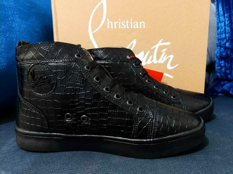 Christian Louboutin High Black Red Cocodrilo Sku.119