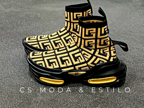 Tenis Elasticos Balmain Negro Blanco