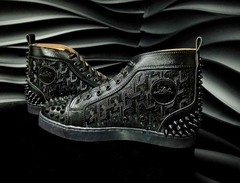 Tenis Suela Roja Bota Negro Gravado Unisex Sku.207 - tienda en línea