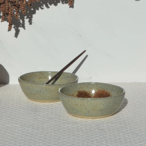 Par de Tigelas M1s - Linha Singular - Verde Flocos - comprar online