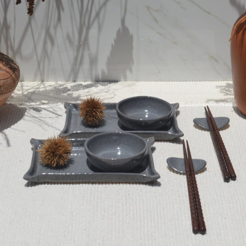 Kit para Sushi - Japonês - Linha Receber - Cinza escuro (2 pessoas )