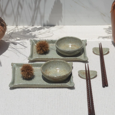 Kit para Sushi -Japonês - Linha Receber - Verde Flocos (2 pessoas)