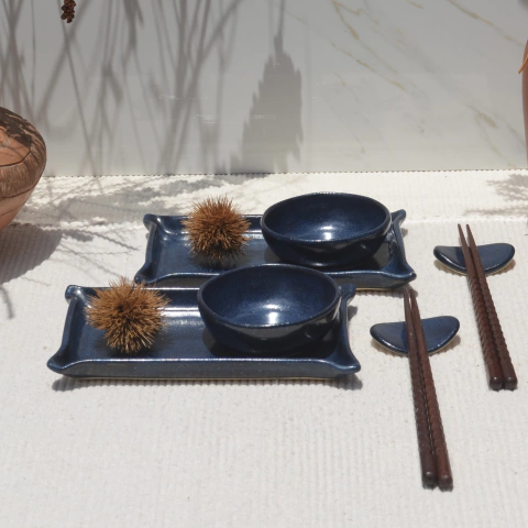 Kit para Sushi - Japonês - Linha Receber - Azul Céu Estrelado (2 pessoas)