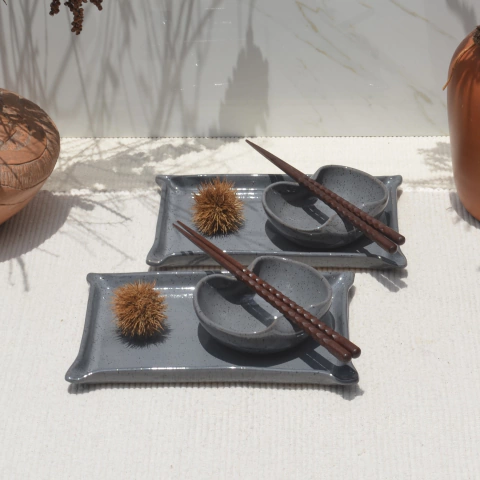 Kit para Sushi -Japonês - Linha Estar - Cinza escuro (2 pessoas)