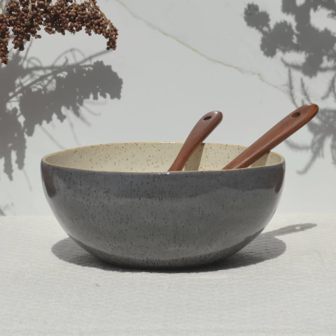 Saladeira | Tigela | Bowl GG - Cinza escuro com Marfim - comprar online