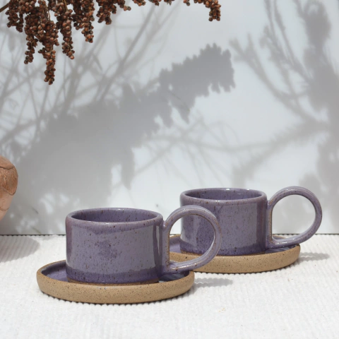 Par de Xícaras 125ml com Pires - Lavanda