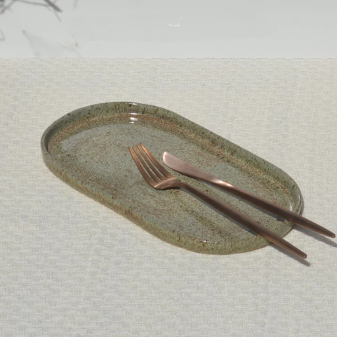 Prato oval M - Verde Flocos - comprar online