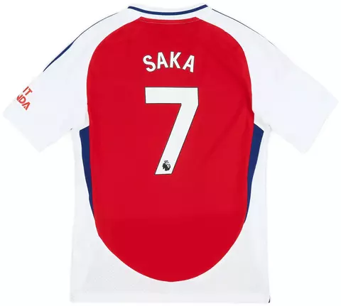 Camisa Arsenal Home 24/25 - SAKA #7 - Torcedor Adidas Masculina - Vermelha com detalhes em branco e azul