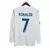Camisa Real Madrid Home 17-18 - Ronaldo #7 Manga Longa Adidas com Patches Champions League e Mundial - Branca com detalhes em verde