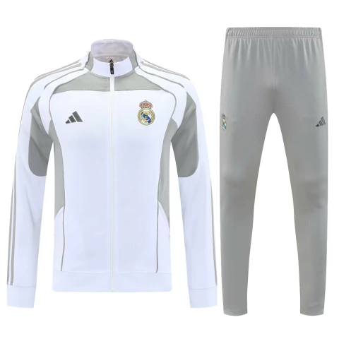 Conjunto de Treino Manga Longa Real Madrid Adidas Masculino - Branco e cinza - comprar online