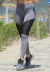 Calça Legging Cinza com Preto cintura Alta Assimétrica com Detalhe em Tulê | REF: FDR10