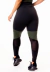 Calça Legging Fitness Academia Preta com Fit Cintura Alta Verde Militar e Detalhe em Tela Dry | REF: SV14 - comprar online