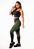 Feminino Calça Legging Preta com Verde Militar Cintura Alta e Cropped Alcinha Academia Conjunto Fitness | REF: CSV3 na internet