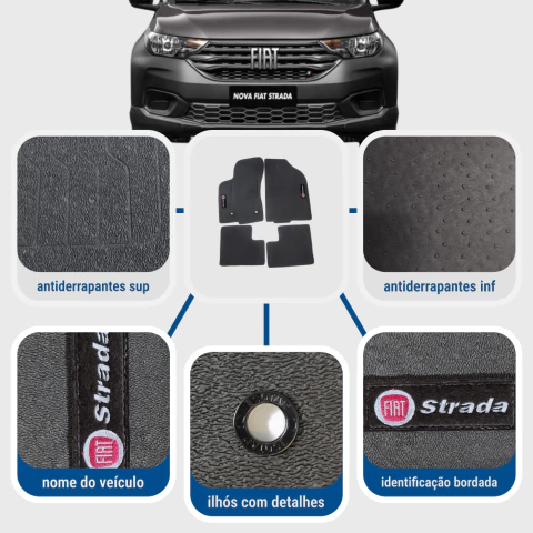 Tapete Automotivo STRADA CD 2020+ Ecológico Lavável Antiderrapante Pet Friendly PVC PINADO - comprar online