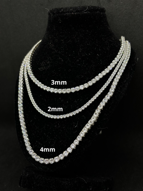 Cadena Tennis (3mm) de Plata 925 con Moissanita.