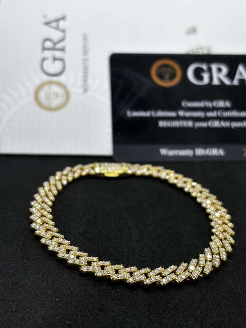 Pulso Cubano Spiky (6mm) con Moissanita GOLD