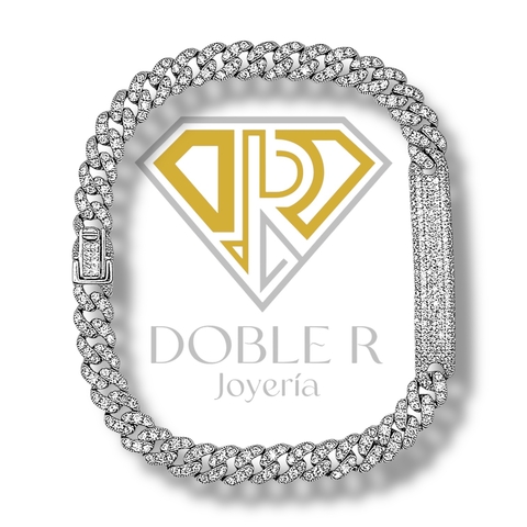 Pulso Cubano 6mm Con Placa Moissanite - comprar en línea