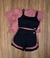 Conjunto 3 Peças Short Duplo - Preto com Rosa chá - comprar online