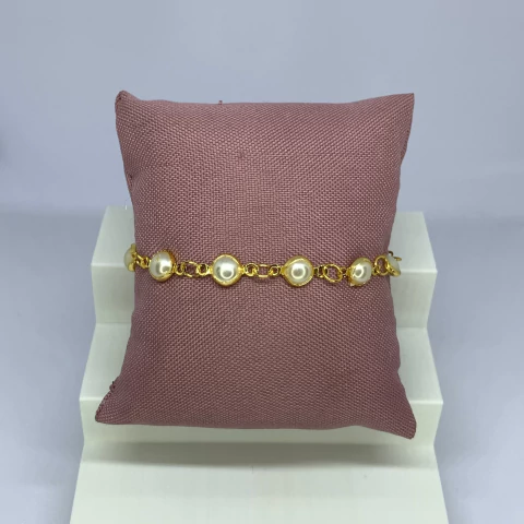 Pulseira Dourada com Pérolas - comprar online