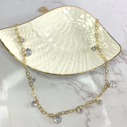 Colar Elo Corações com Pedrinhas de Luz