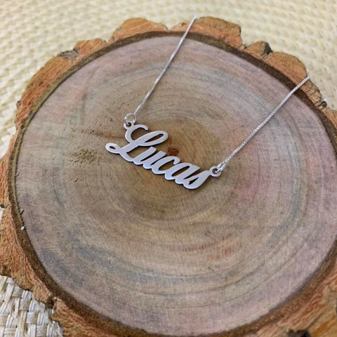 Colar Veneziana Com Nome Personalizado Prata 925