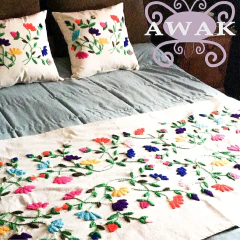 XXL Bed Runner + Embroidery Pillowcases Kit
