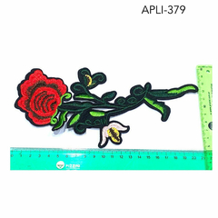 APLIQUE BORDADO DE ROSA ROJA GRANDE - comprar online