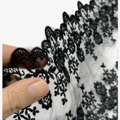 Tul Bordado Entredos - Negros - tienda online