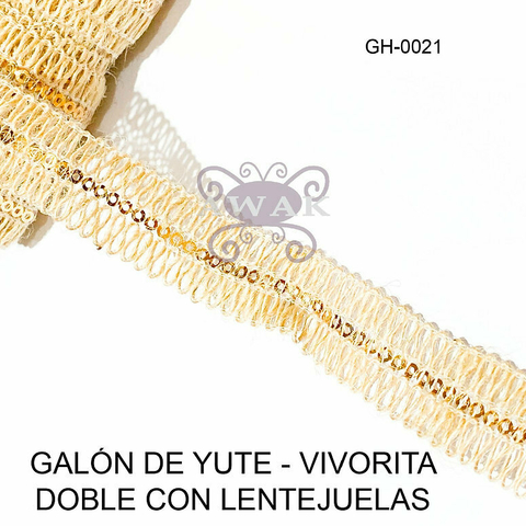 GALON DE YUTE - VIVORITA DOBLE CON LENTEJUELAS