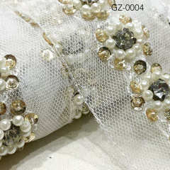 ORGANZA BORDADA CON PERLAS Y LENTEJUELAS - tienda online
