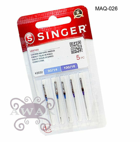 SINGER - 5 AGUJAS COSER CUERO
