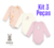 Kit 3 Peças body manga longa em suedine menina Kiko Baby 12732