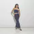 SAIA MIDI COM FENDA LATERAL EM TULE DE MALHA COM LUREX AZUL