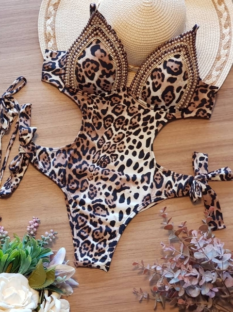 Maiô Luxo Bordado Animal Print