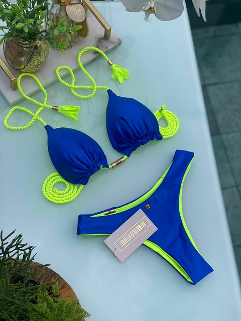 Biquíni Camélia Azul Bic/Amarelo Neon